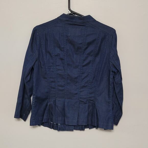 Ann Taylor Loft Women’s 8 (S-M) Denim Fitted Button Up Peplum Hem Blazer - Picture 3 of 5